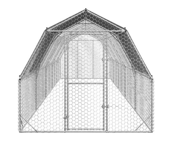 Țarc de găini cu acoperiș 2,5x10x2,25 m oțel galvanizat, 3 image