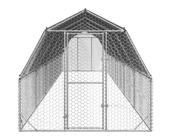 Țarc de găini cu acoperiș 2,5x12x2,25 m oțel galvanizat, 3 image