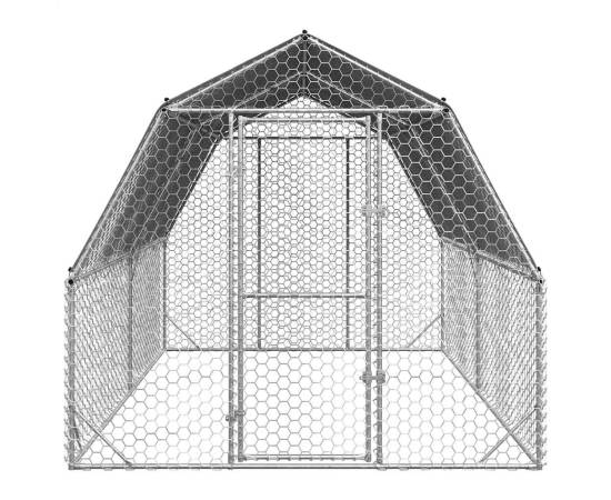 Țarc de găini cu acoperiș 2,5x4x2,25 m oțel galvanizat, 3 image