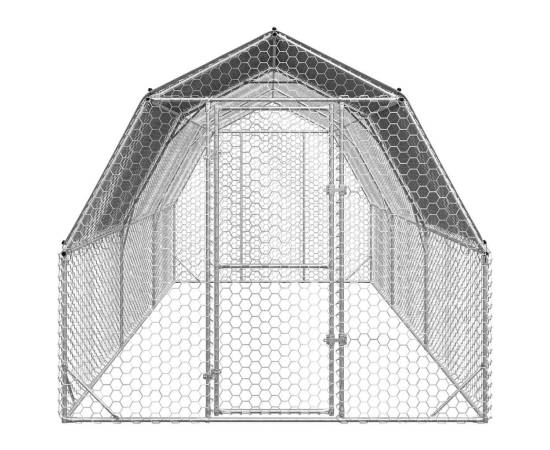 Țarc de găini cu acoperiș 2,5x6x2,25 m oțel galvanizat, 3 image