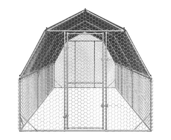 Țarc de găini cu acoperiș 2,5x6x2,25 m oțel galvanizat, 3 image