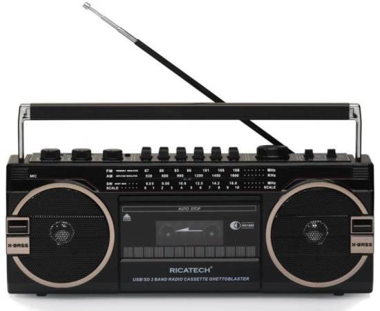 Radiocasetofon portabil retro ricatech pr1980 ghettoblaster, 2 x 8 w, am, fm,, 5 image