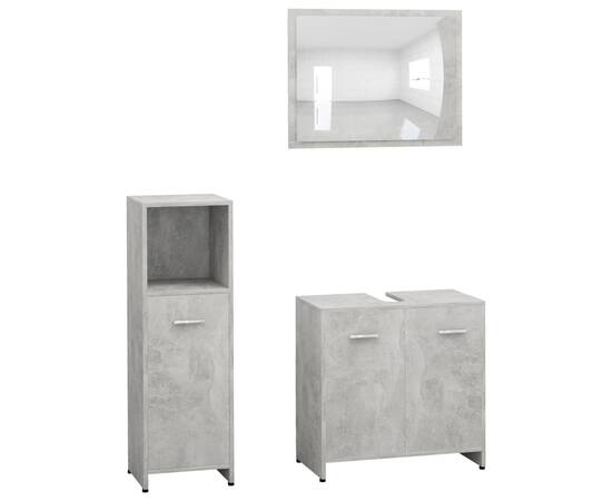 Set mobilier baie, 3 piese, gri beton, pal, 2 image