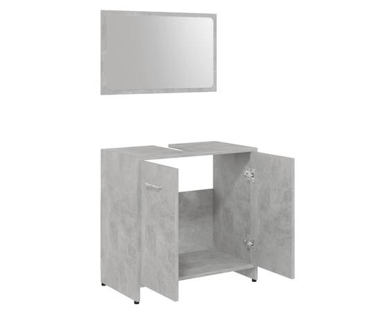 Set mobilier baie, 3 piese, gri beton, pal, 7 image