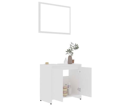 Set mobilier de baie, 3 piese, alb, pal, 6 image