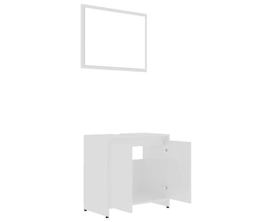 Set mobilier de baie, 3 piese, alb extralucios, pal, 11 image
