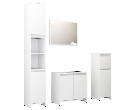 Set mobilier de baie, 4 piese, alb, pal, 2 image