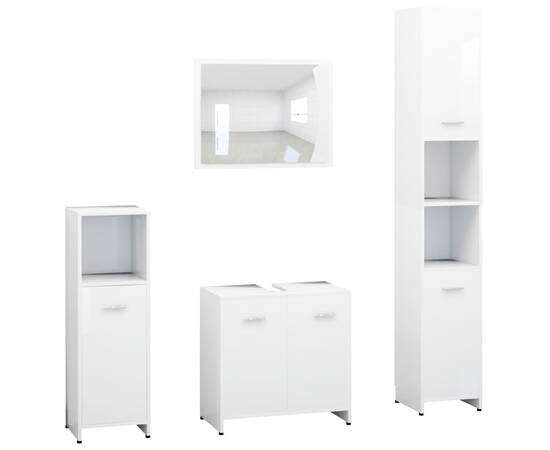 Set mobilier de baie, 4 piese, alb, pal, 2 image