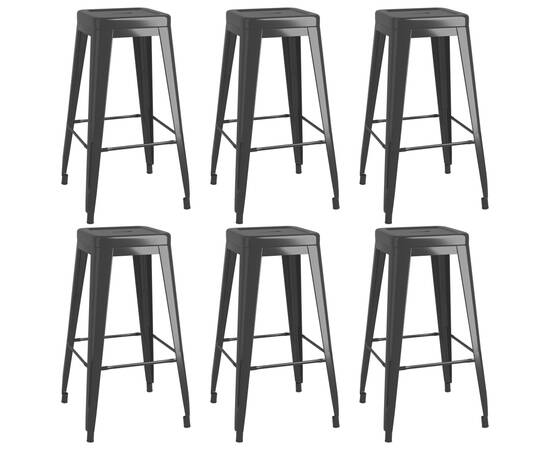 Set mobilier de bar, 7 piese, alb și negru, 6 image