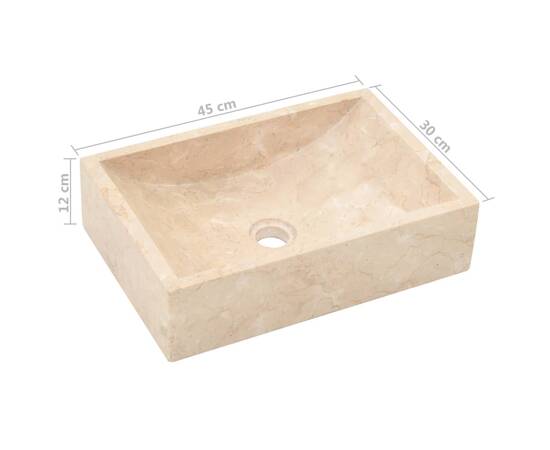 Măsuță toaletă lemn masiv de tec, cu chiuvetă de marmură crem, 9 image
