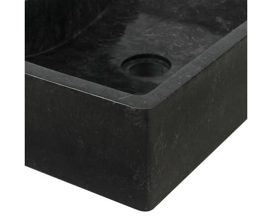 Măsuță toaletă lemn masiv de tec, cu chiuvete marmură, negru, 8 image