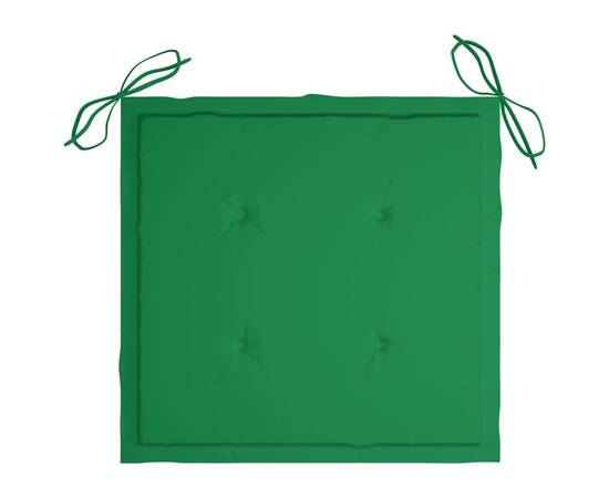 Scaun balansoar cu pernă verde, lemn masiv de tec, 6 image