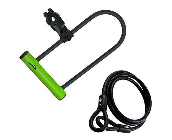 Lacăt LUMA Enduro Kit U-lock+cablu negru/verde