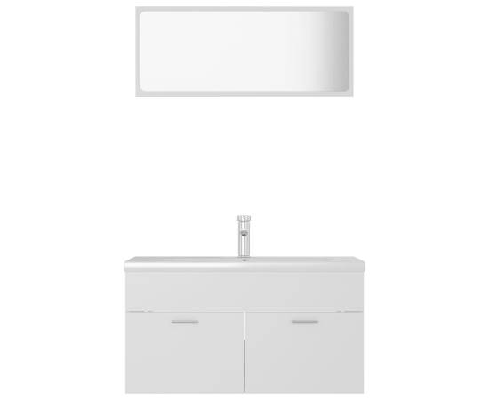 Set mobilier de baie, alb, pal, 5 image