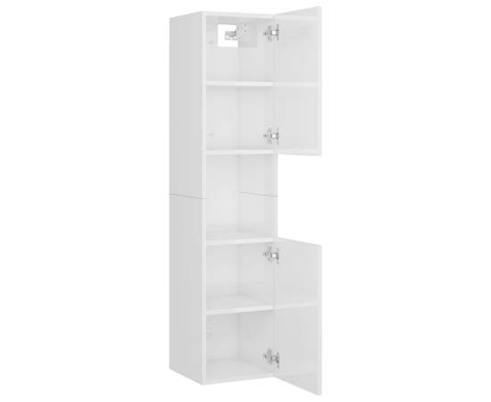 Set mobilier de baie, alb extralucios, pal, 5 image