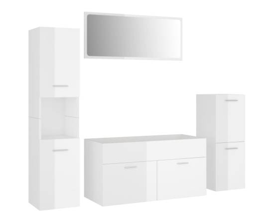 Set mobilier de baie, alb extralucios, pal, 2 image