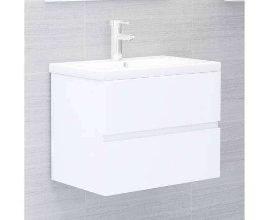 Set mobilier de baie, alb, pal, 4 image