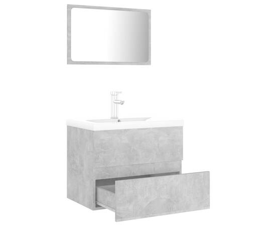 Set mobilier de baie, gri beton, pal, 5 image