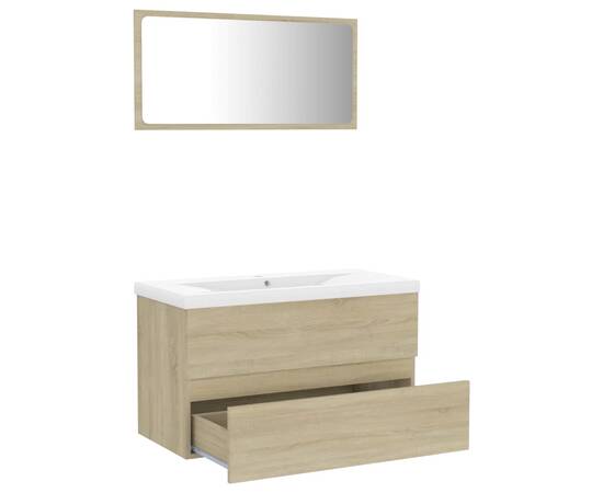 Set mobilier de baie, stejar sonoma, pal, 5 image