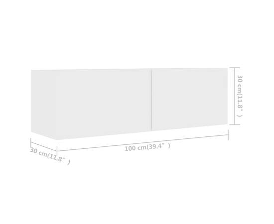 Comode tv, 4 buc., alb, 100x30x30 cm, pal, 8 image