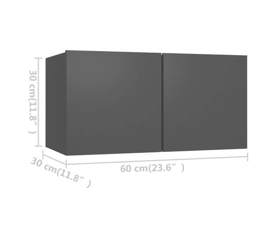 Set dulapuri tv, 4 piese, negru, 60x30x30 cm, pal, 8 image