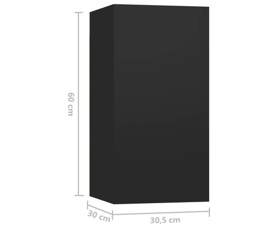 Comode tv, 7 buc., negru, 30,5x30x60 cm, pal, 7 image