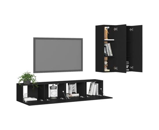 Set comode tv, 4 buc., negru, pal, 3 image