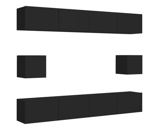 Set dulap tv, 6 piese, negru, pal, 2 image
