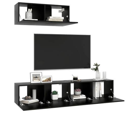 Set dulapuri tv, 3 piese, negru, pal, 3 image