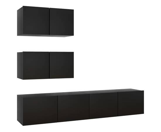 Set dulapuri tv, 4 piese, negru, pal, 2 image