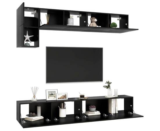 Set dulapuri tv, 5 piese, negru, pal, 3 image