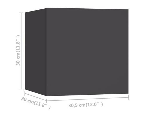 Dulapuri tv cu montaj pe perete, 8 buc., gri, 30,5x30x30 cm, 5 image