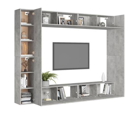 Set de dulapuri tv, 8 piese, gri beton, pal, 3 image