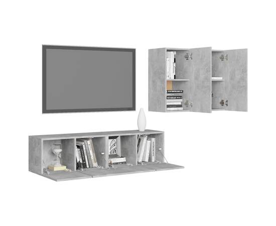 Set dulapuri tv, 4 buc., gri beton, pal, 3 image