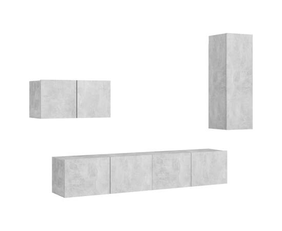 Set dulapuri tv, 4 piese, gri beton, pal, 2 image