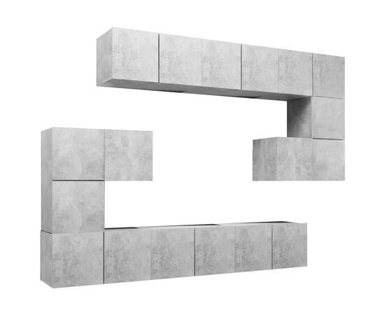 Set de dulapuri tv, 10 piese, gri beton, pal, 2 image