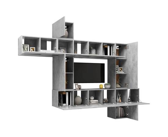 Set dulapuri tv, 10 piese, gri beton,pal, 3 image