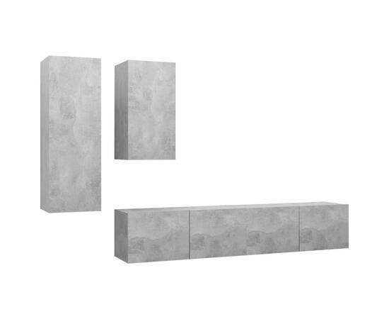 Set dulapuri tv, 4 piese, gri beton, pal, 2 image