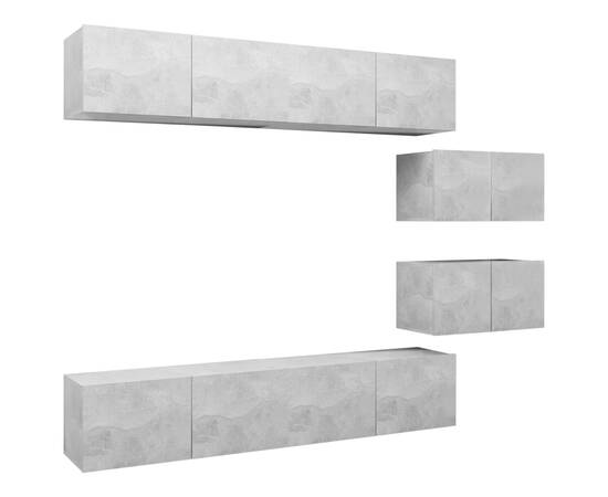 Set dulapuri tv, 6 piese, gri beton, pal, 2 image
