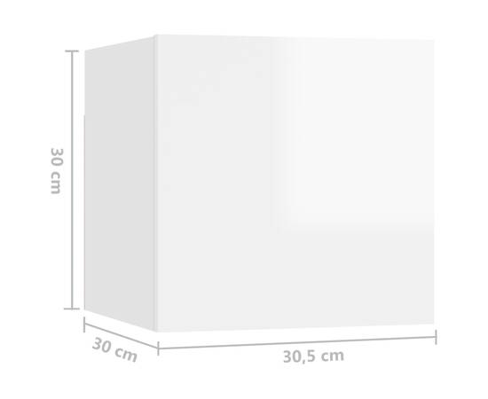 Noptieră, alb extralucios, 30,5x30x30 cm, pal, 9 image