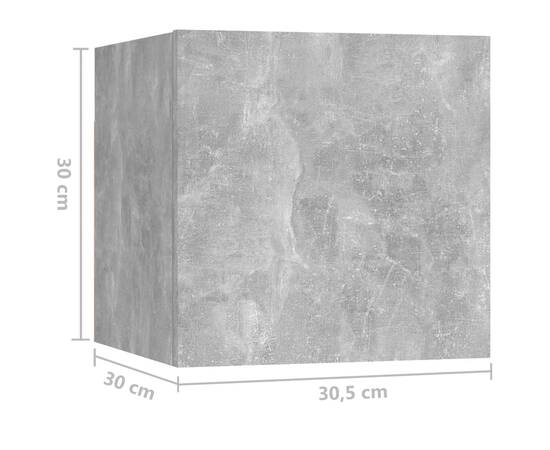 Noptieră, gri beton, 30,5x30x30 cm, pal, 9 image