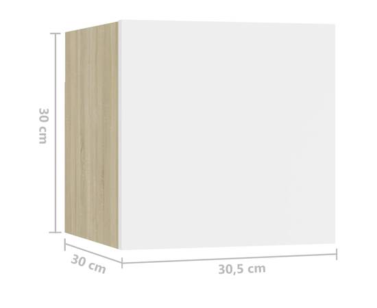 Noptiere, 2 buc., alb și stejar sonoma, 30,5x30x30cm, pal, 11 image