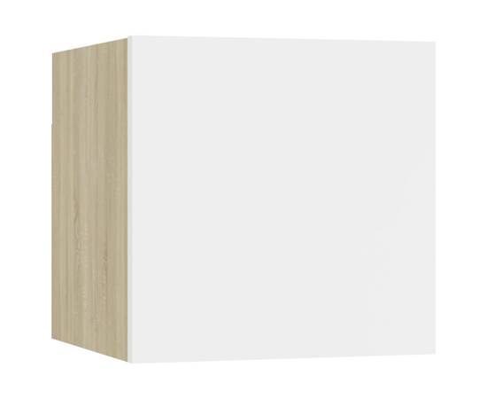 Noptiere, 2 buc., alb și stejar sonoma, 30,5x30x30cm, pal, 5 image