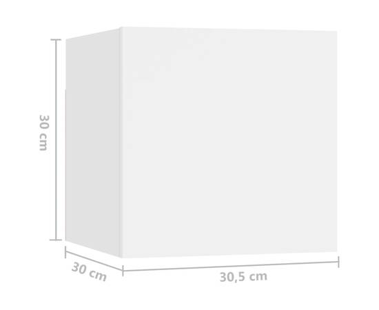 Noptiere, 2 buc., alb, 30,5x30x30 cm, pal, 11 image