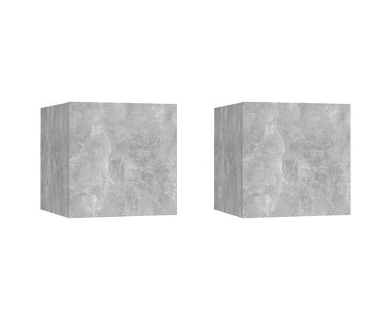 Noptiere, 2 buc., gri beton, 30,5x30x30 cm, pal