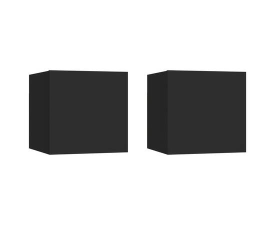 Noptiere, 2 buc., negru, 30,5x30x30 cm, pal
