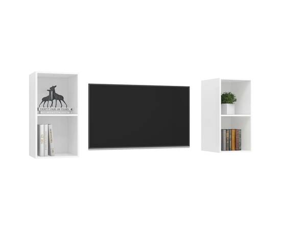 Dulapuri tv montaj pe perete, 2 buc., alb extralucios, 3 image