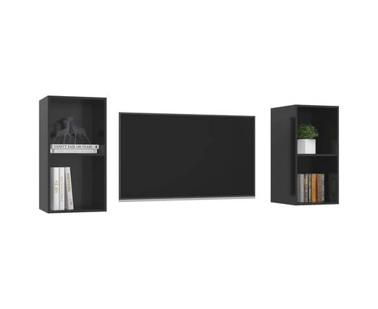 Dulapuri tv montaj pe perete, 2 buc., negru extralucios, pal, 3 image