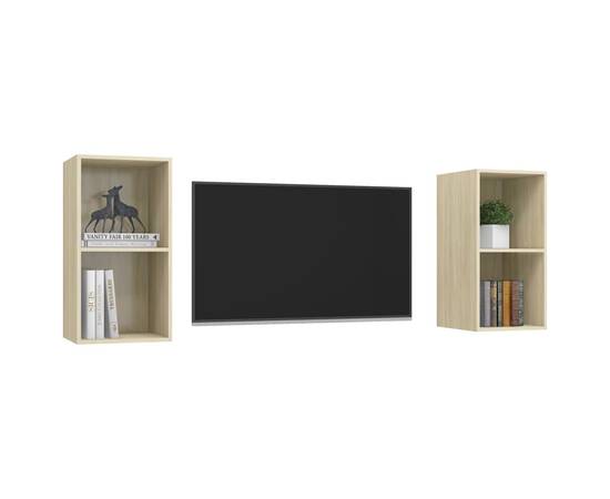 Dulapuri tv montate pe perete, 2 buc., stejar sonoma, pal, 3 image