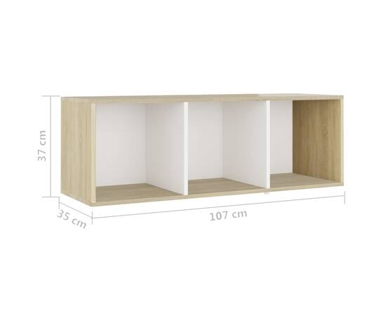 Set de dulapuri tv, 3 piese, alb și stejar sonoma, pal, 9 image